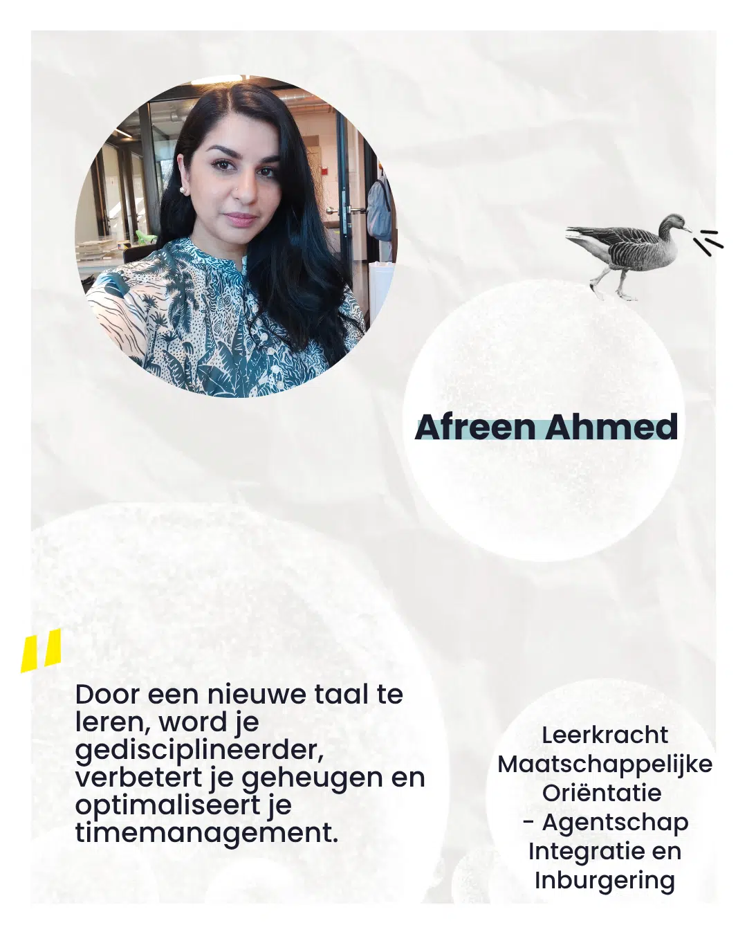 Afreen Ahmed - Leerkracht maatschappelijke Oriëntatie - Agentschap Integratie en Inburgering