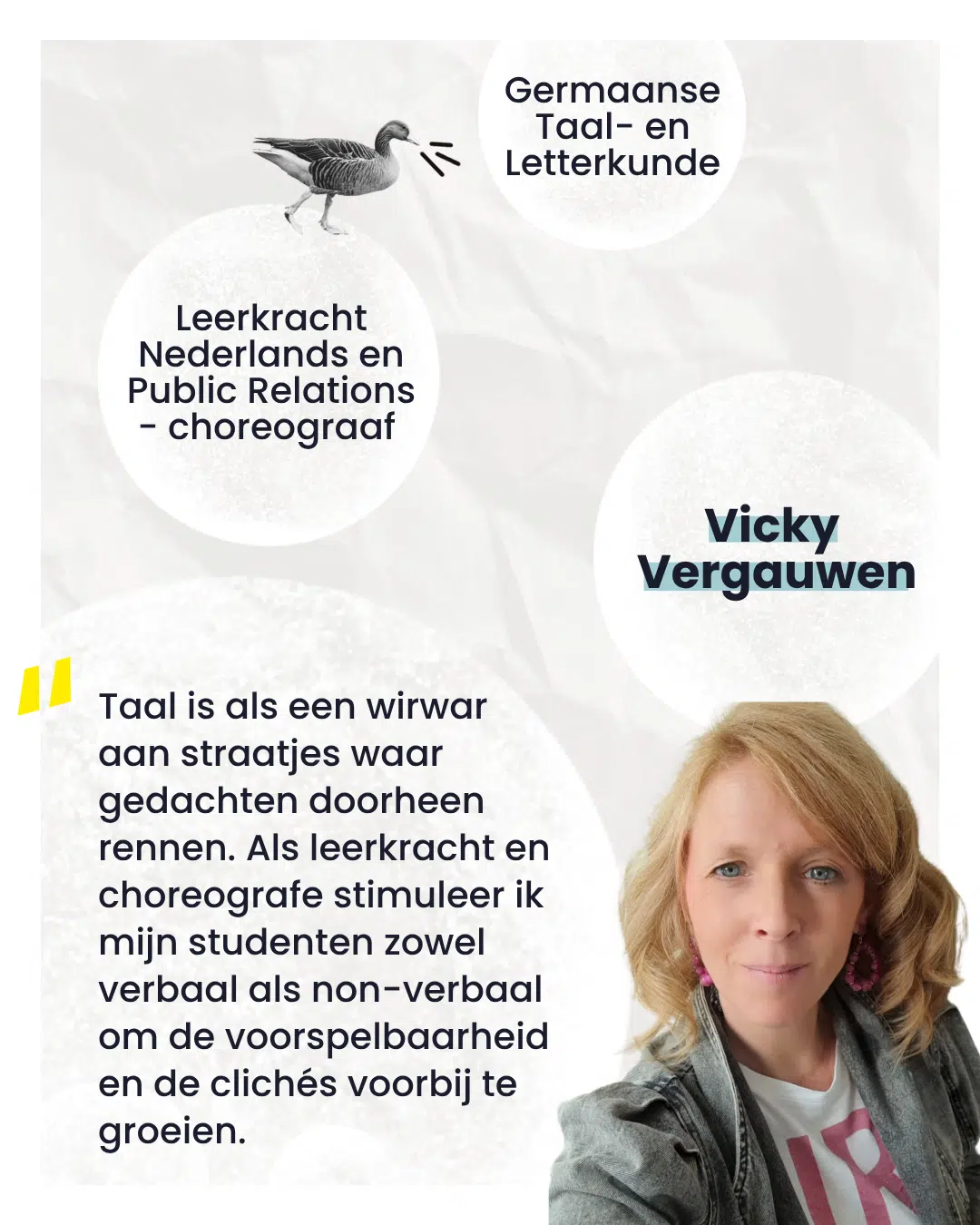 Vicky Vergauwen - Leerkracht Nederlands en Public Relations - Choreograaf